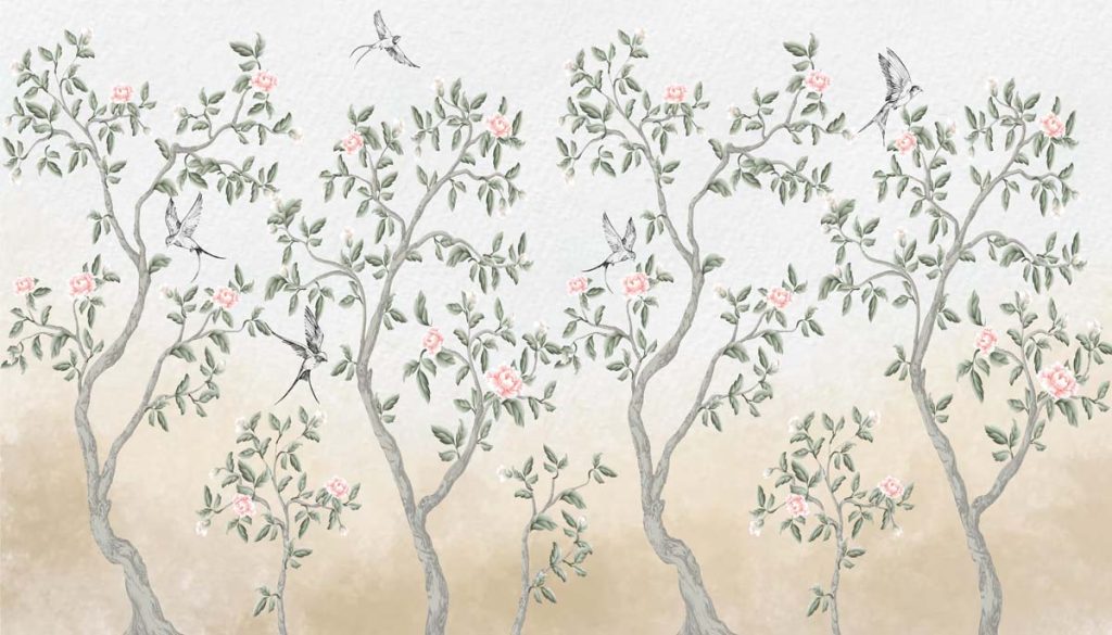 Whispering Willow, Songbird Botanical Wallpaper Mural