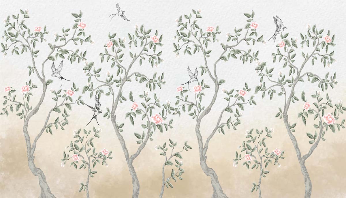Whispering Willow, Songbird Botanical Wallpaper Mural