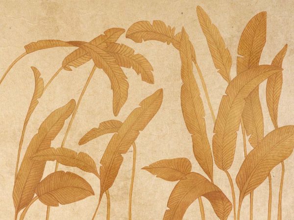 Zanara, Muted Ochre Tones Leaves Wallpaper Mural