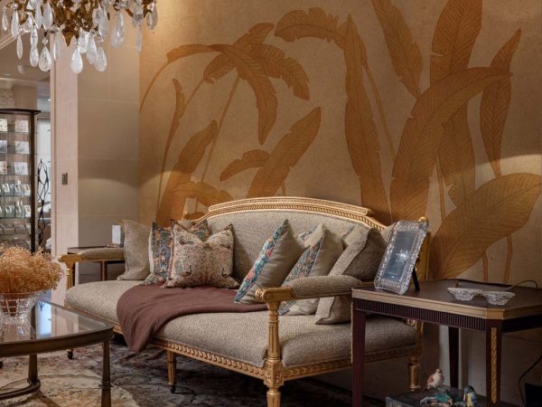 Zanara, Muted Ochre Tones Leaves Wallpaper Mural