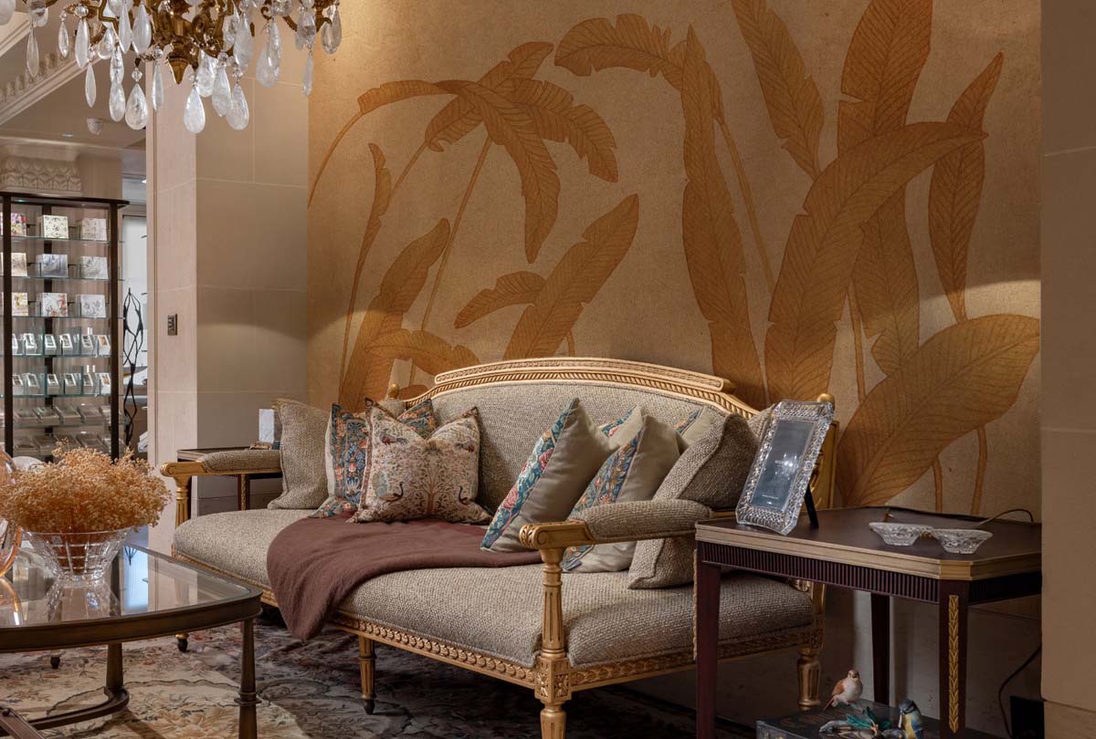 Zanara, Muted Ochre Tones Leaves Wallpaper Mural