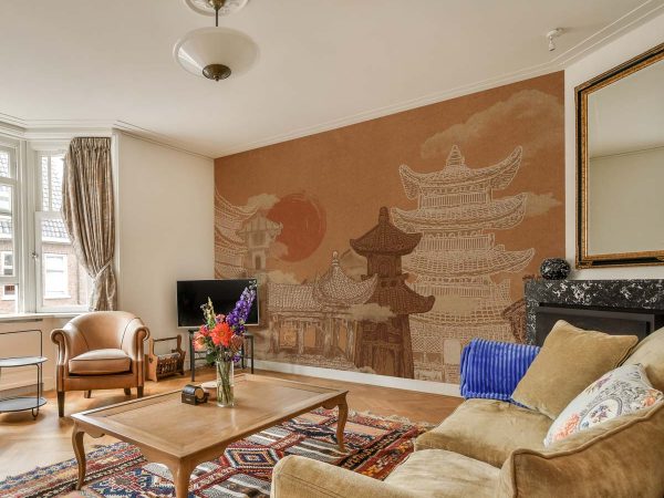 Zen Drift, Vintage Japanese Architectural Dreamscape Wallpaper Mural