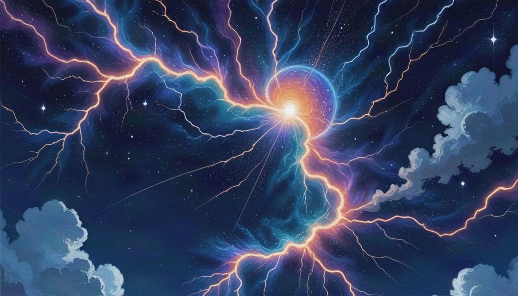 Zenthra, Cosmic Thunder Realm Wallpaper