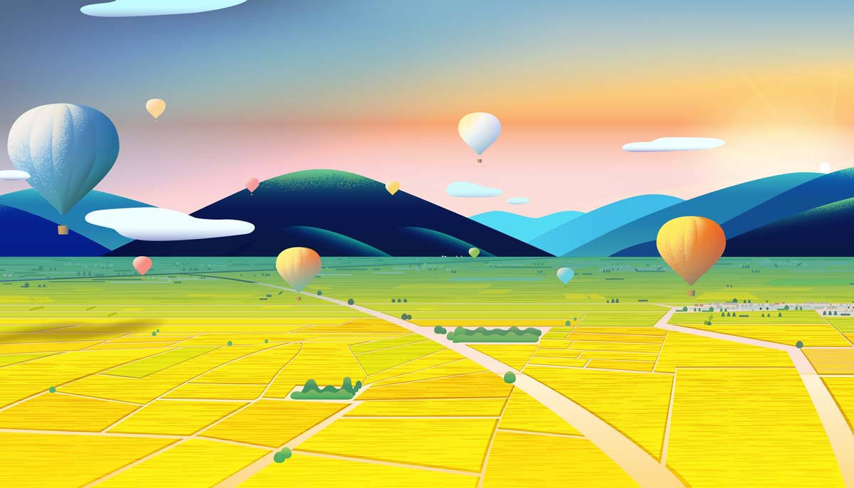Balloonia, Whimsical Land of Hot Air Balloon Adventures Mural