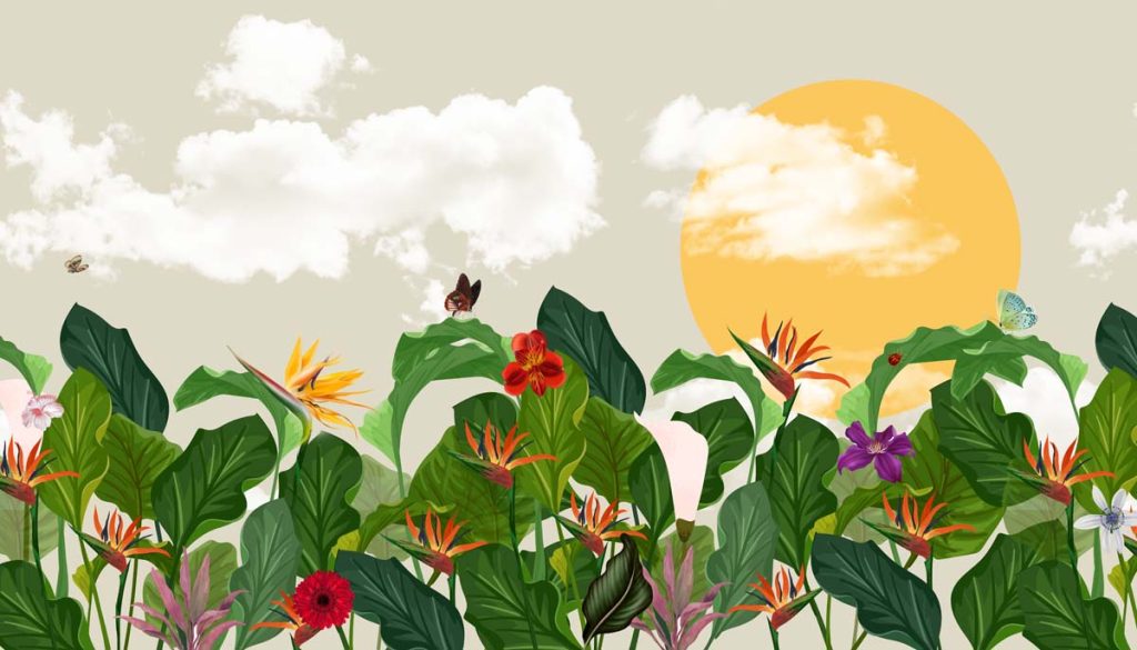 Breeze, Gentle Whisper Through Tropical Leaves Mural