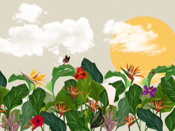Breeze, Gentle Whisper Through Tropical Leaves Mural