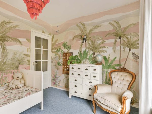 Deserra, Soft Safari Scene in A Pastel Oasis Wallpaper