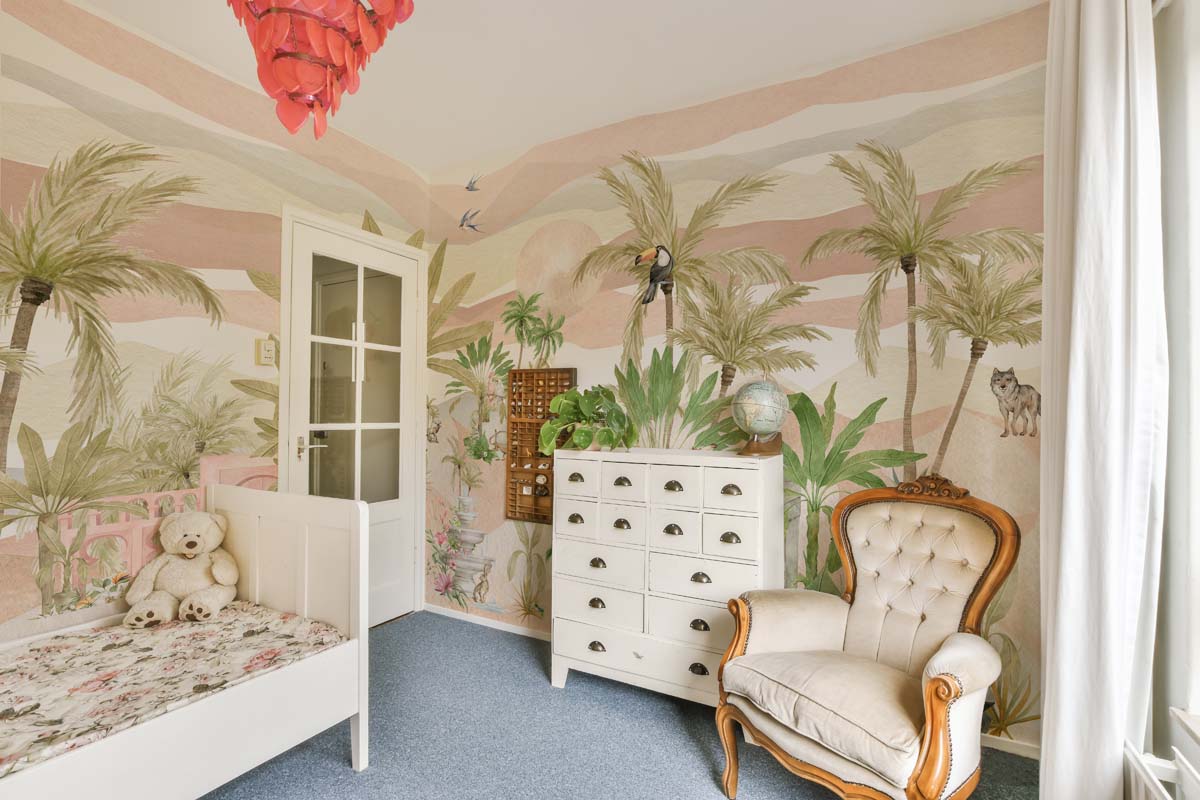 Deserra, Soft Safari Scene in A Pastel Oasis Wallpaper