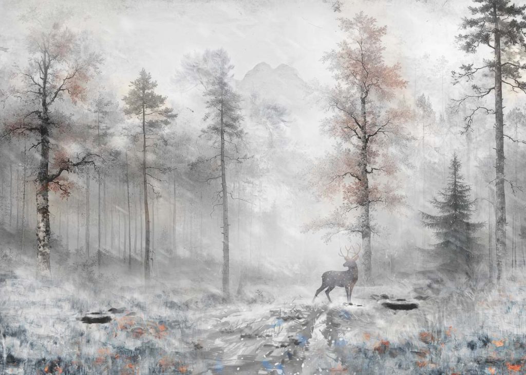 Eirwyn, Poetic and Frosted Subtle Ethereal Charm Forest Mural