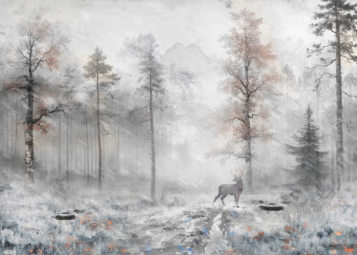 Eirwyn, Poetic and Frosted Subtle Ethereal Charm Forest Mural