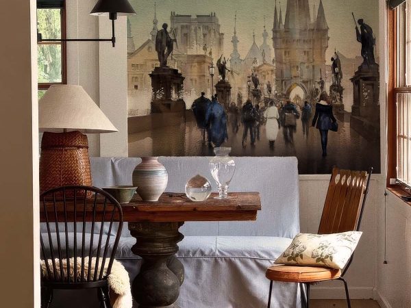 Everglen, Watercolor-Style Charles Bridge Scene Mural