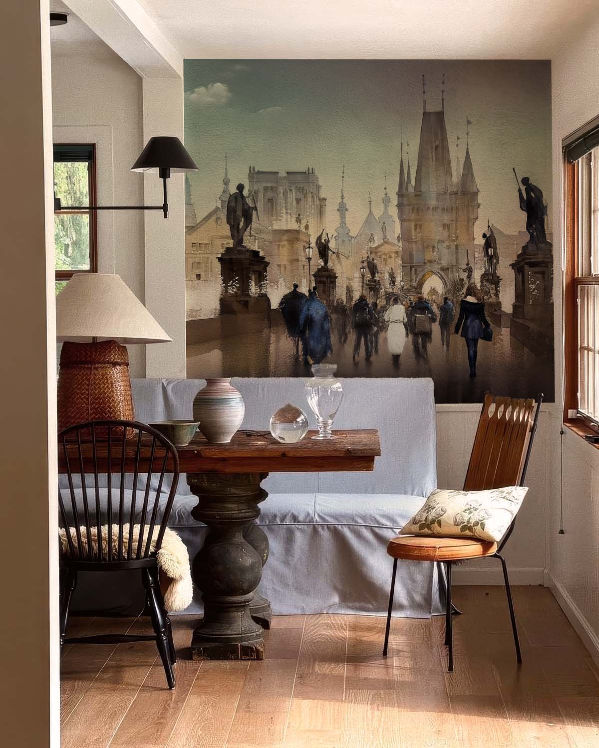 Everglen, Watercolor-Style Charles Bridge Scene Mural