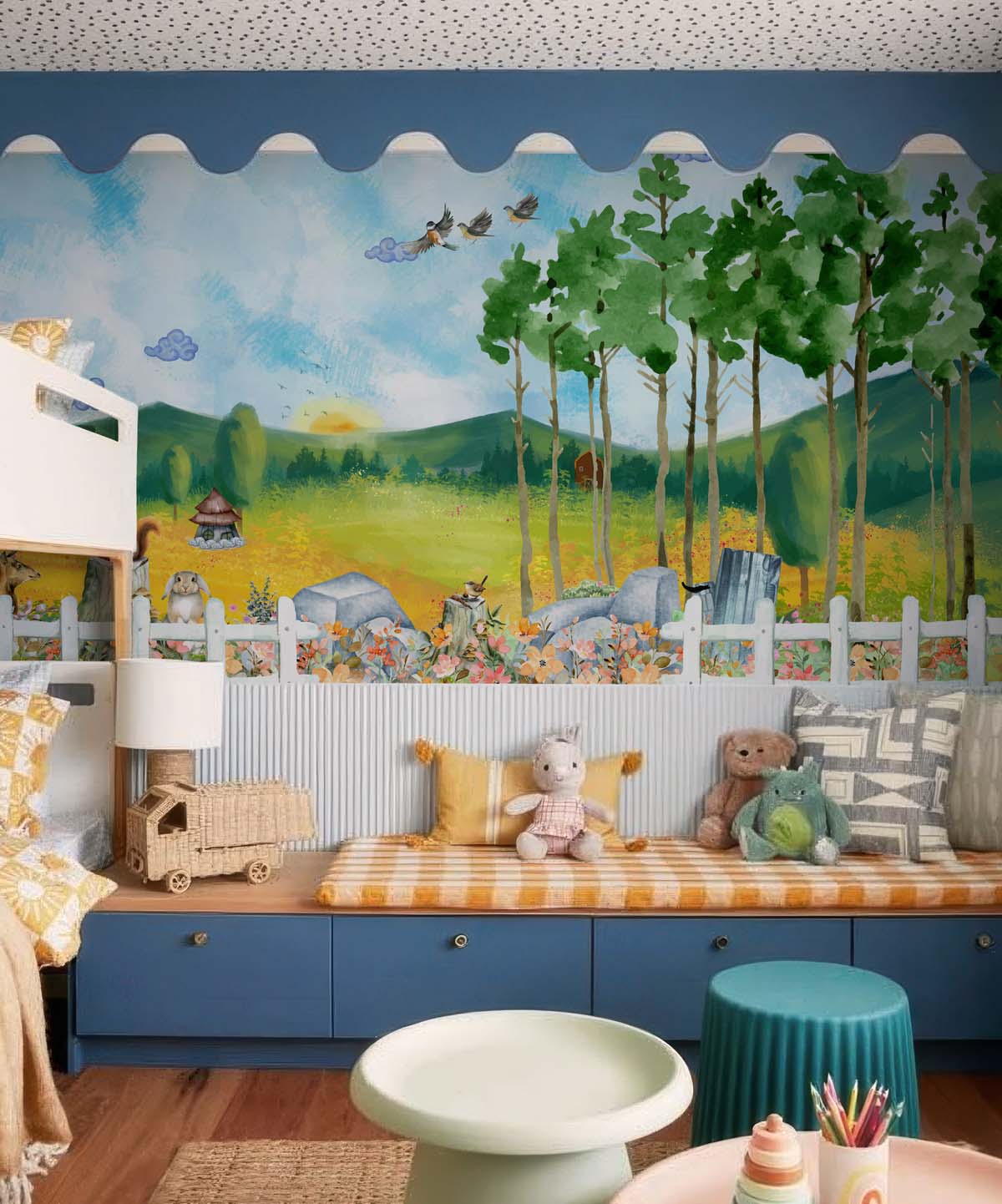 Frostel, Cheerful Forest Morning with Furry Friends Mural