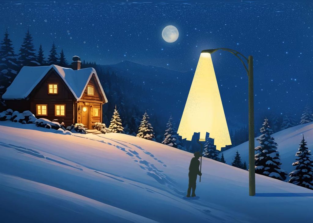 Frostelle, Brushstroke of Light in A Silent Winter Night Mural