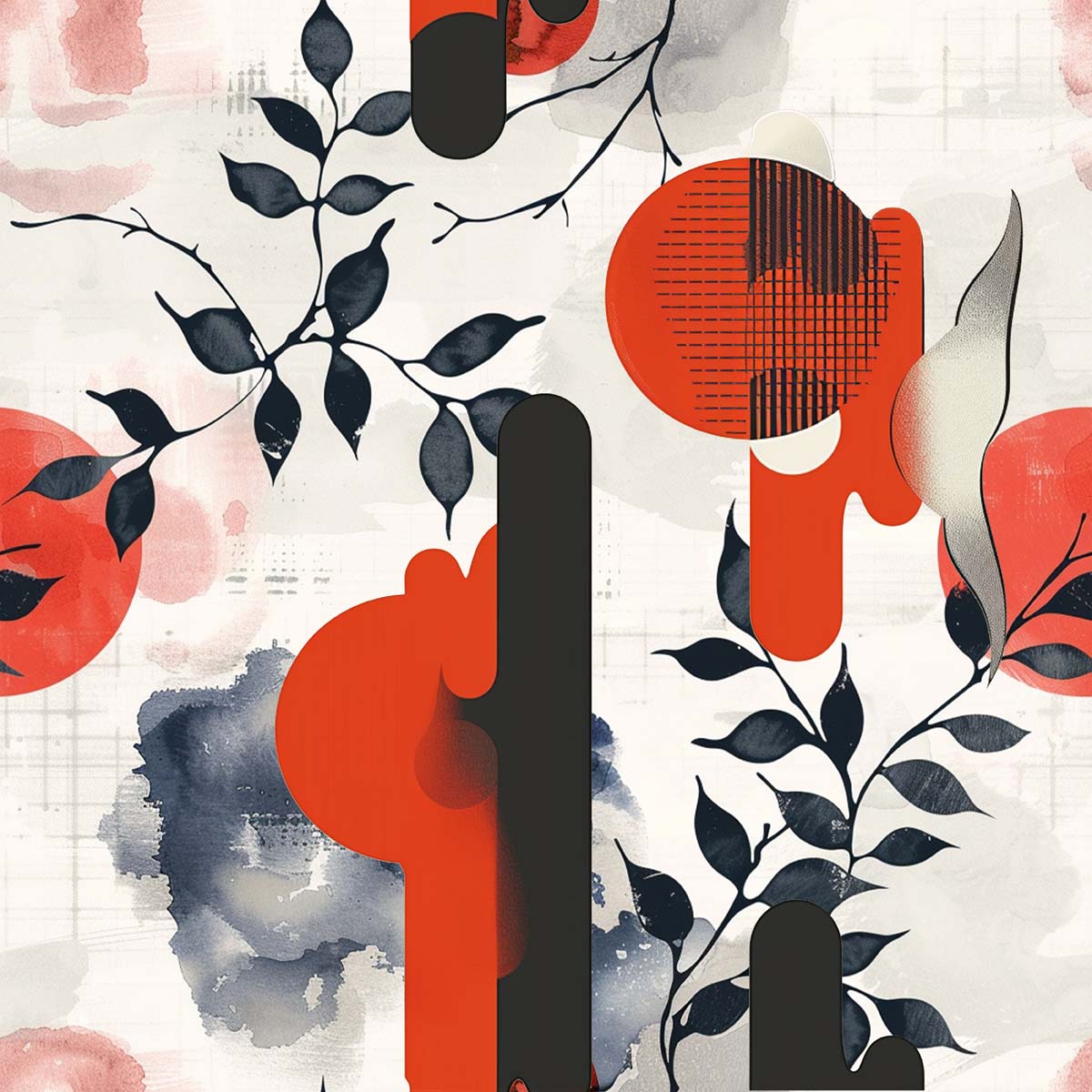 Inkora, Bold Japanese Botanicals Dance Wallpaper