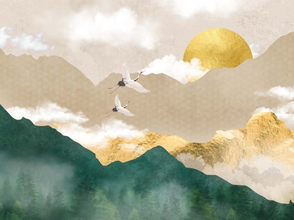 Kumiko, Golden Moment in A Peaceful Japanese Scene Mural