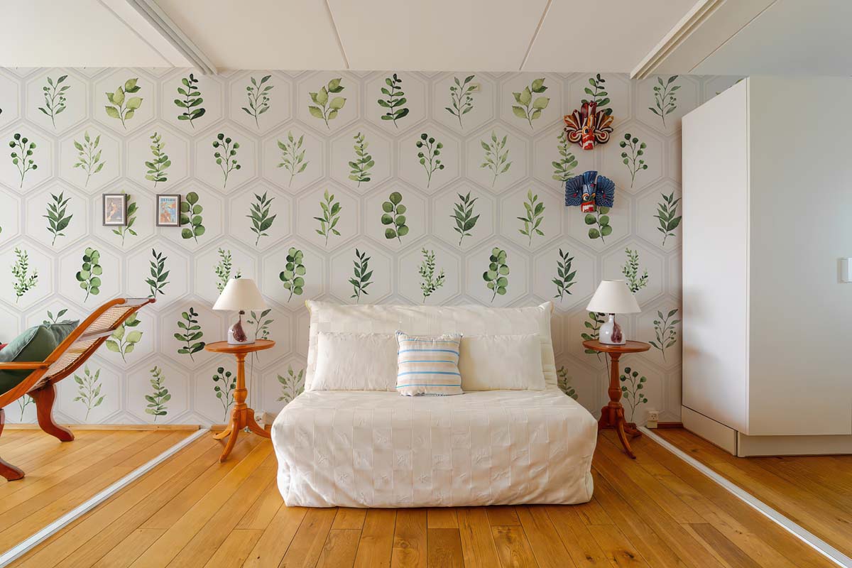 Leaflet, Hexagonal Pattern Botanical Elegance Mural