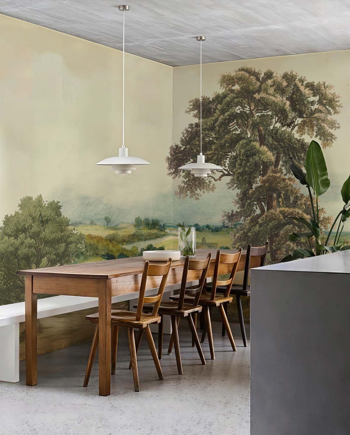 Pastoral, Timeless Mid Century English Countryside Painting Mural