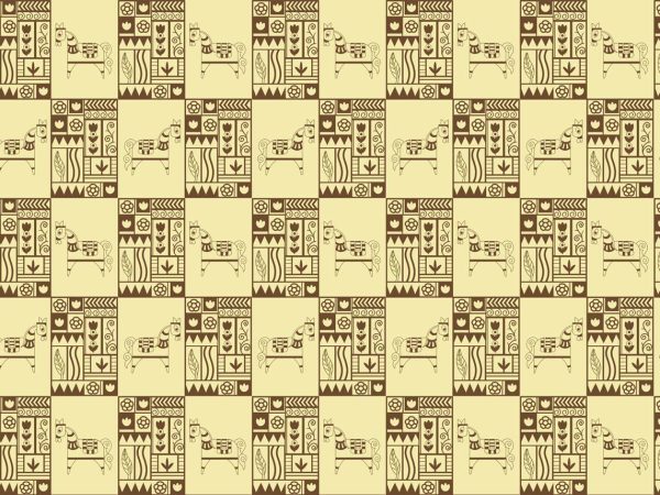 Petroglyphs, Warm Brown Tribal Pattern Wallpaper
