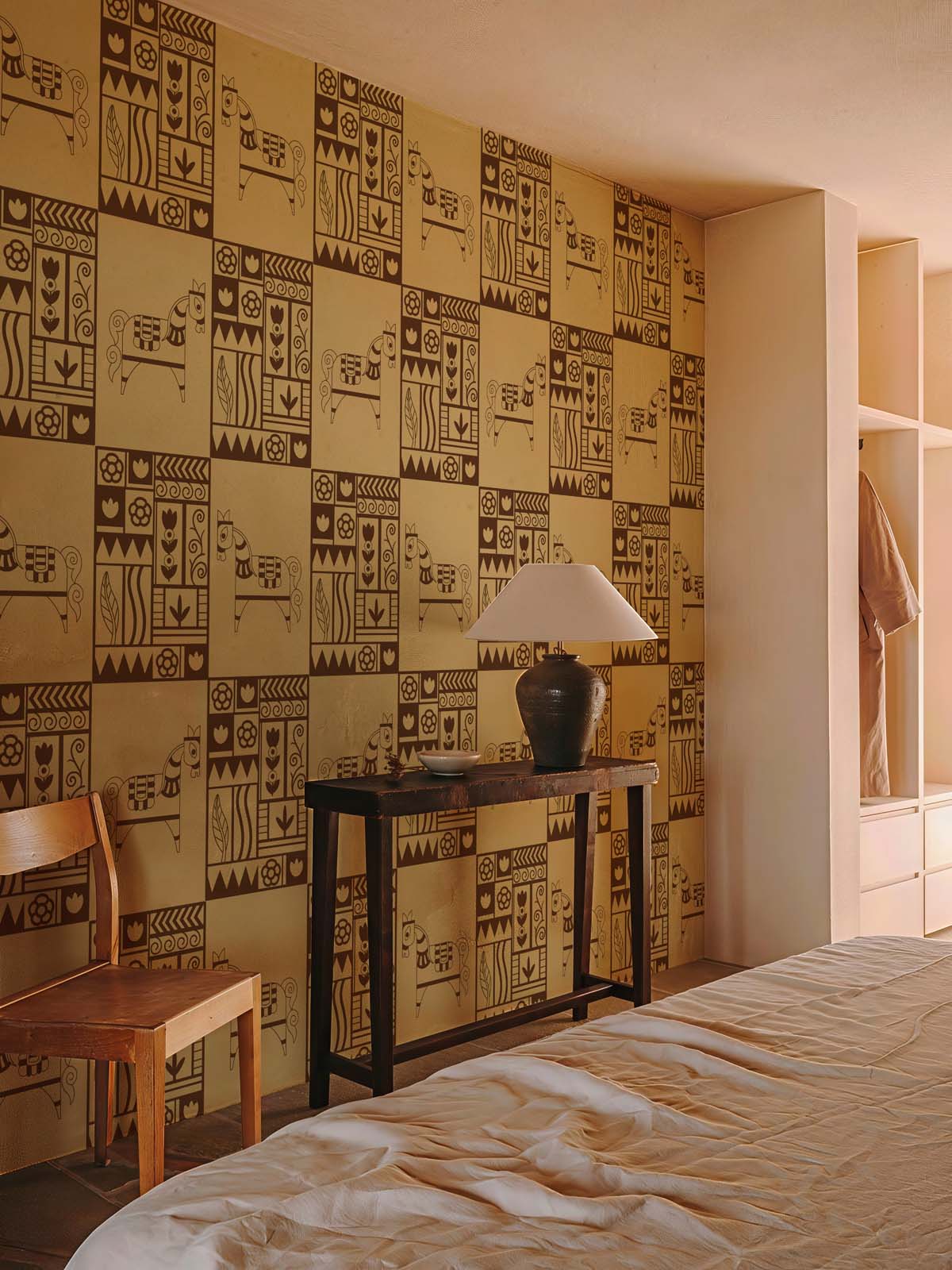 Petroglyphs, Warm Brown Tribal Pattern Wallpaper