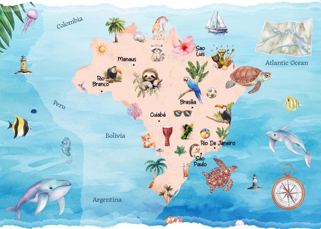 Rio, Serene Brazil Map Kids Room Mural