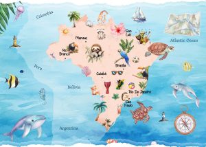 Rio, Serene Brazil Map Kids Room Mural