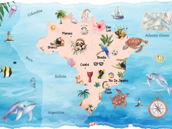 Rio, Serene Brazil Map Kids Room Mural