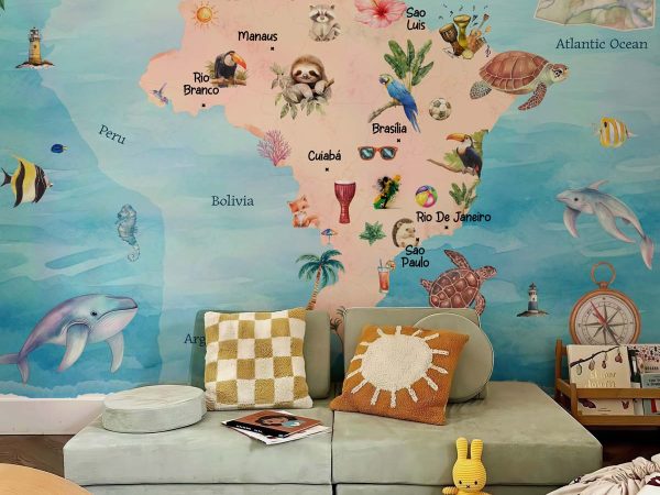 Rio, Serene Brazil Map Kids Room Mural