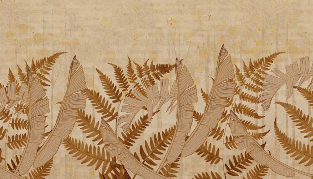 Sepiana, Rich Sepia Forest of Layered Exotic Leaves Wallpaper Mural