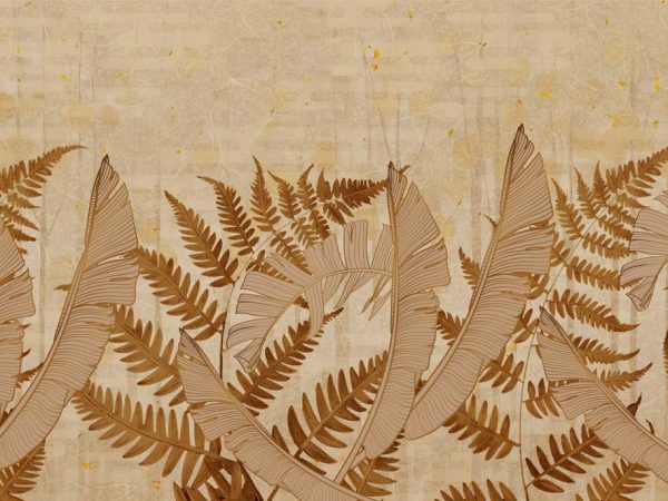 Sepiana, Rich Sepia Forest of Layered Exotic Leaves Wallpaper Mural