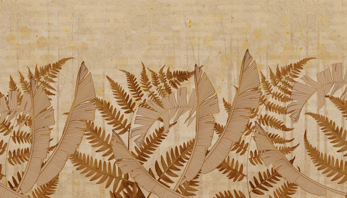 Sepiana, Rich Sepia Forest of Layered Exotic Leaves Wallpaper Mural