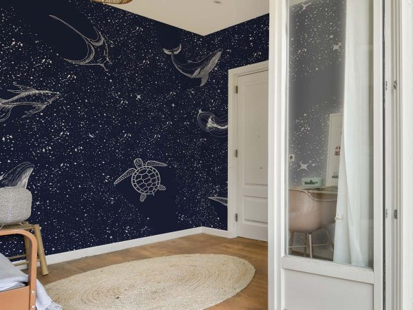 Starfield, White Line Sea Creatures Mural