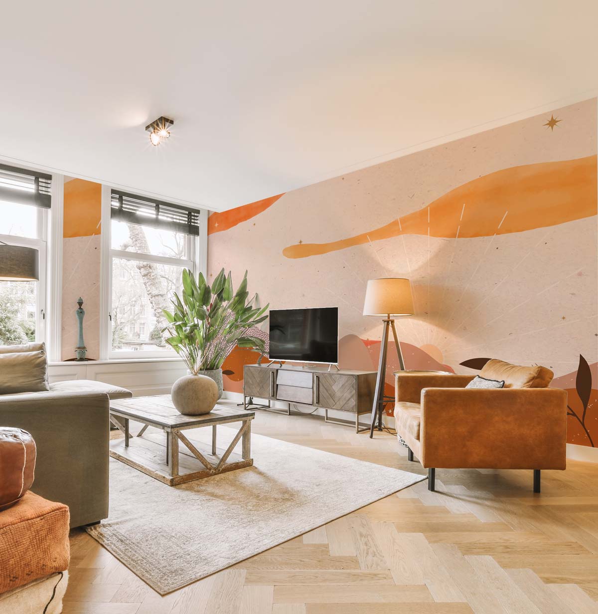 Terra, Earthy Palette of Abstract Bohemian Horizons Mural