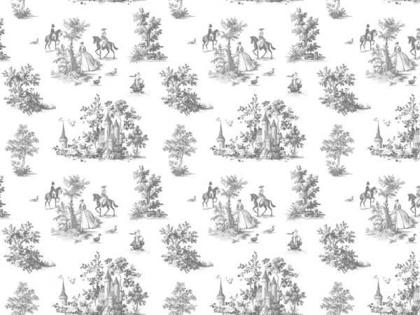 Toile, Charcoal Grey French Pastoral Mural