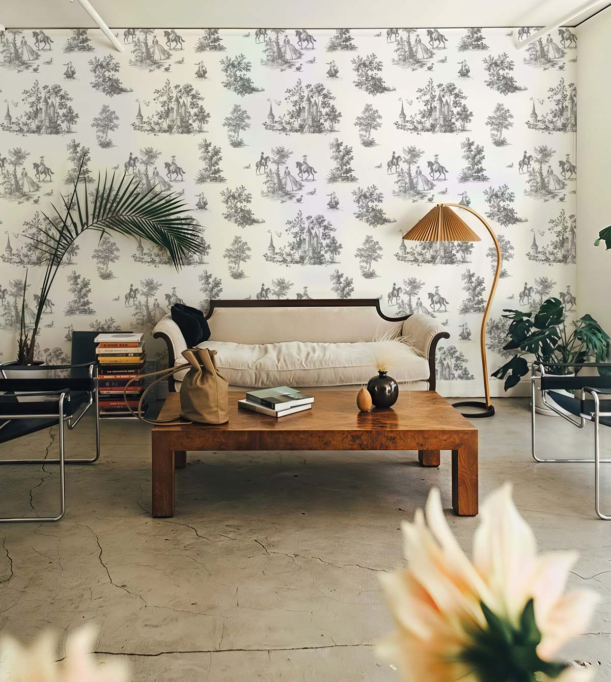 Toile, Charcoal Grey French Pastoral Mural