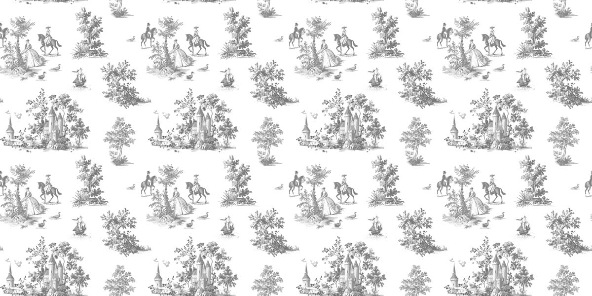 Toile, Charcoal Grey French Pastoral Mural