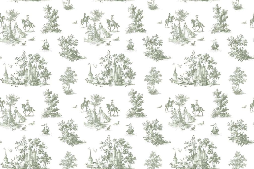 Toile, Sage Green French Countryside Mural