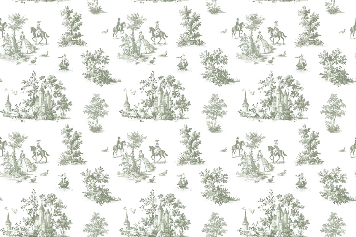 Toile, Sage Green French Countryside Mural