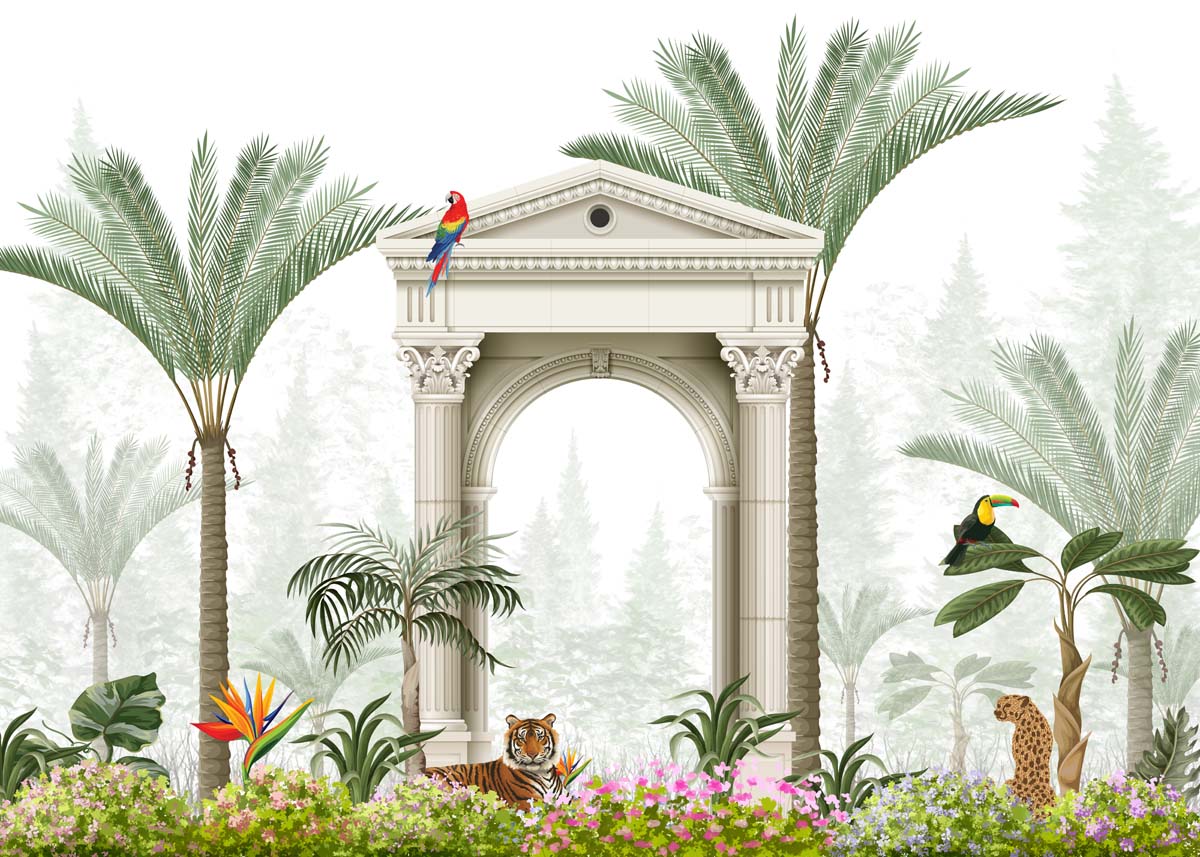 Tropelle, Exotic Tropical Garden Scene Wallpaper Mural