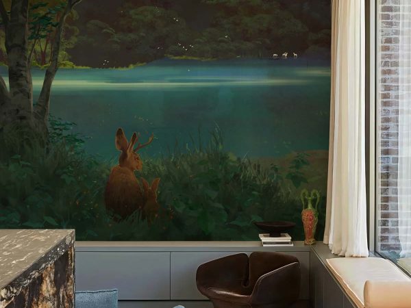 Twilight, Dreamy Landscape Under The Soft Moonlight Mural