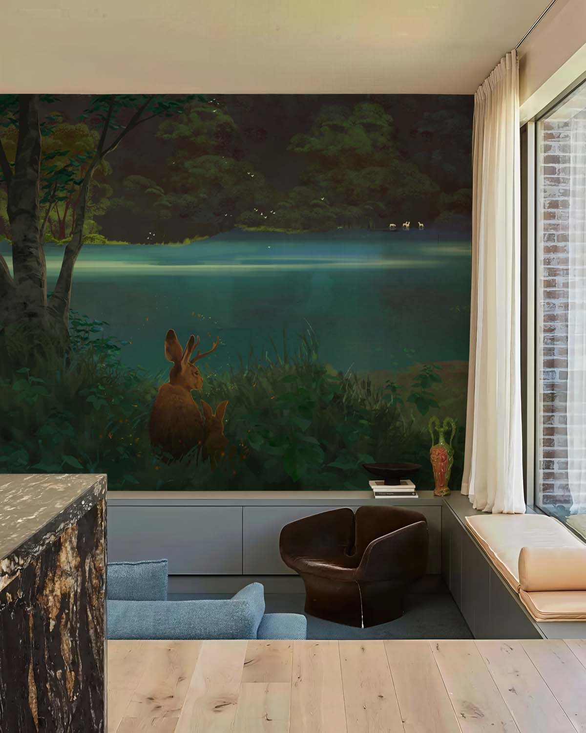 Twilight, Dreamy Landscape Under The Soft Moonlight Mural