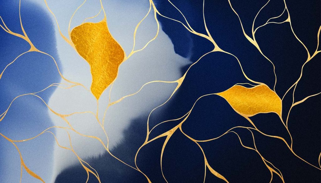 Veins, Rich Golden Lines Marble Mural