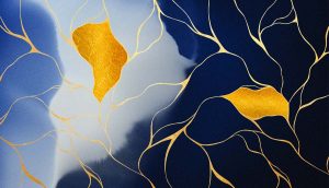 Veins, Rich Golden Lines Marble Mural