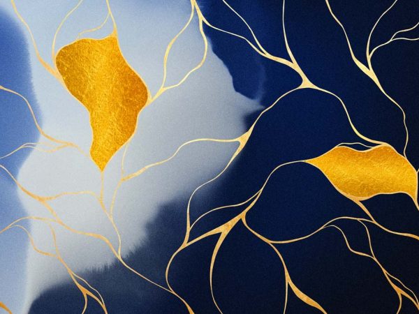 Veins, Rich Golden Lines Marble Mural