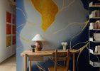Veins, Rich Golden Lines Marble Mural