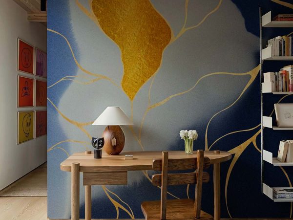 Veins, Rich Golden Lines Marble Mural