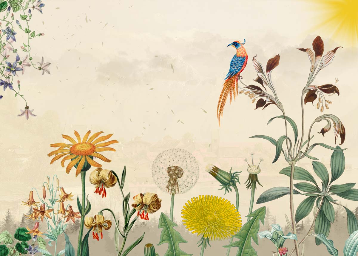 Vista, Sun-drenched Botanical Panorama Mural