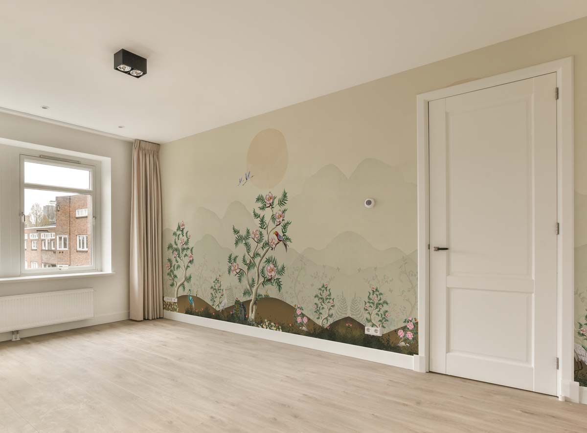 Zenith, Peaceful Asian Chinoiserie Landscape at Sunrise Mural