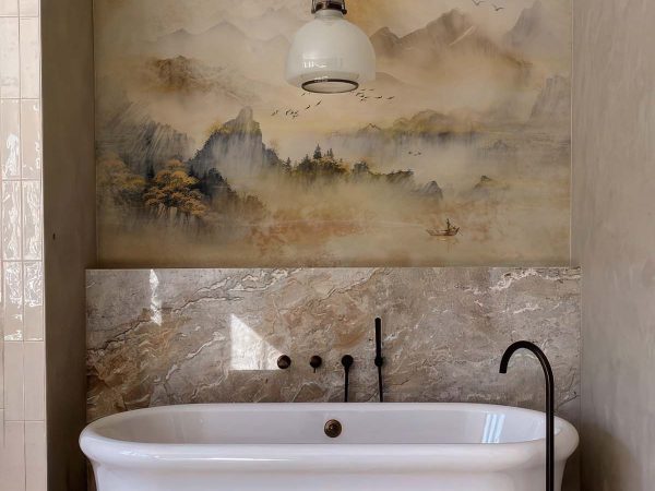 Zenscape, Peaceful Mountainous Retreat at Sunrise Wallpaper Mural