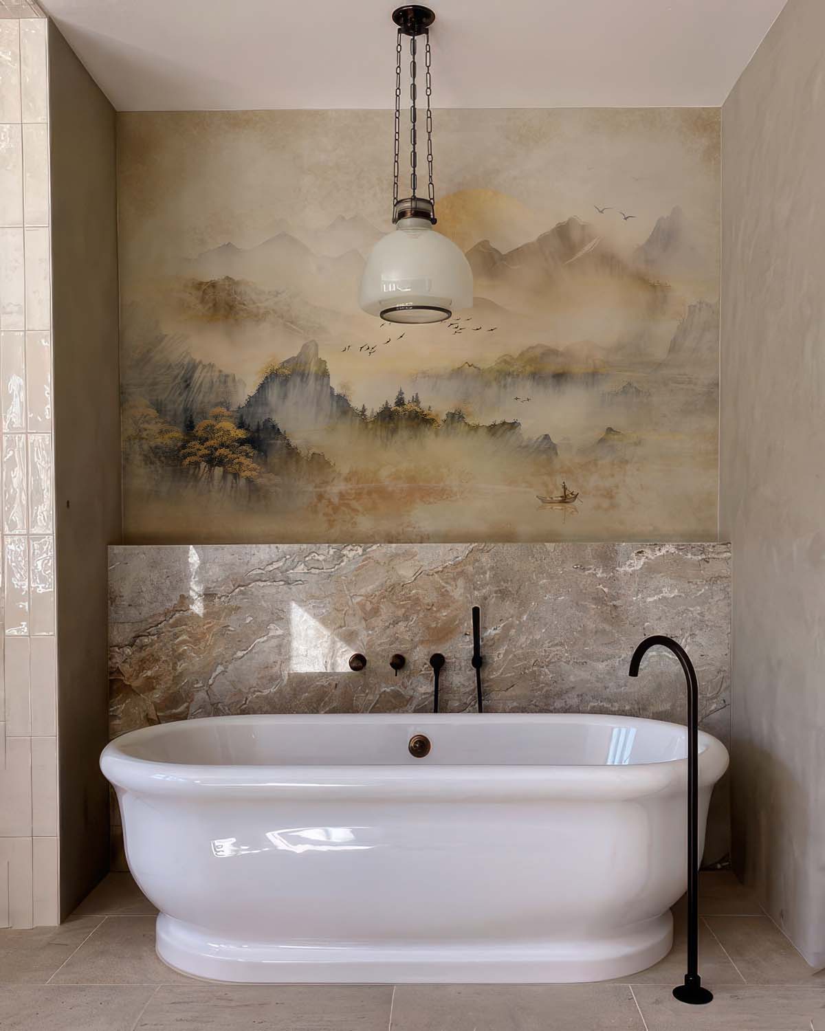 Zenscape, Peaceful Mountainous Retreat at Sunrise Wallpaper Mural